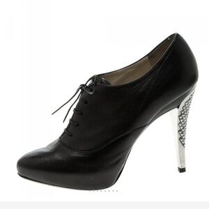 Jimmy Choo Black Leather Lace Up Ankle Boots Size 38